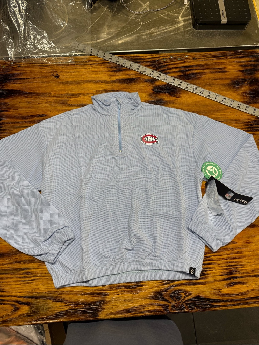 NHL Light Blue Quarter-Zip Pullover with Embroidered Logo